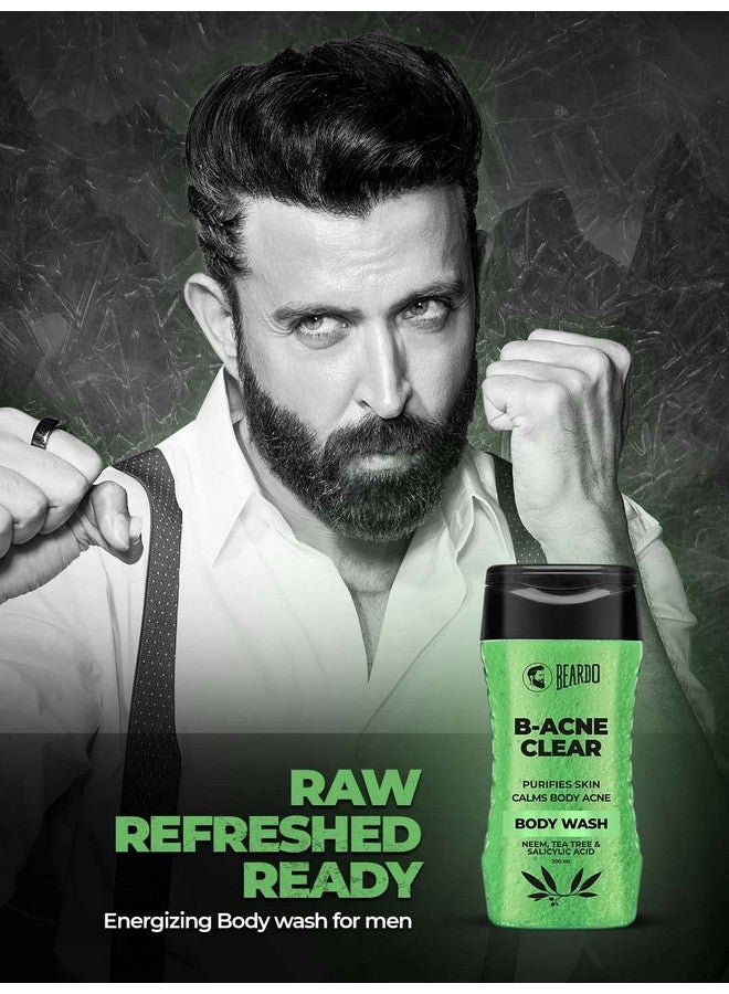 BEARDO Body Acne Clear Body Wash For Men 200 Ml | With Neem, Tea Tree And Salicylic Acid | Clean Clear Skin | For Body Acne And Skin Purification | B-Acne - Image 1