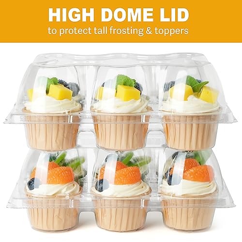 LotFancy Cupcake Containers 6 Count, 40 Sets, Half Dozen Clear Cupcake Boxes, Plastic Muffin Holders with Detachable Tall Dome Lid, Disposable Cupcake Carriers, BPA Free, Standard Size - Image 5