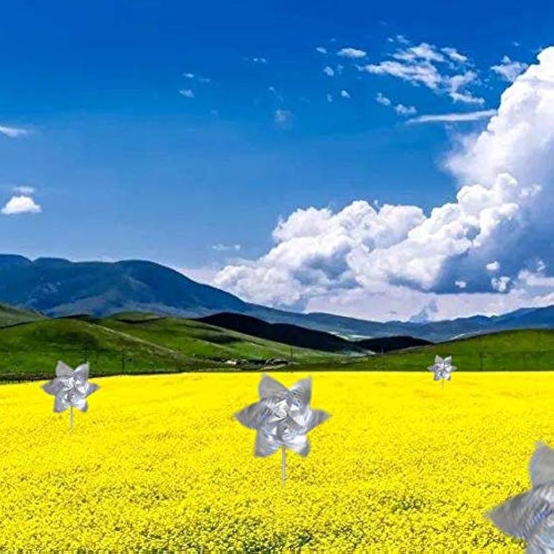 عربست عجلات عاكسة، 10 قطع من عجلات دوارة لامعة للغاية لتزيين الحديقة، عجلات للاطفال تخيف الطيور بعيدا عن الحديقة والفناء والمزرعة (10 عبوات) - Image 4