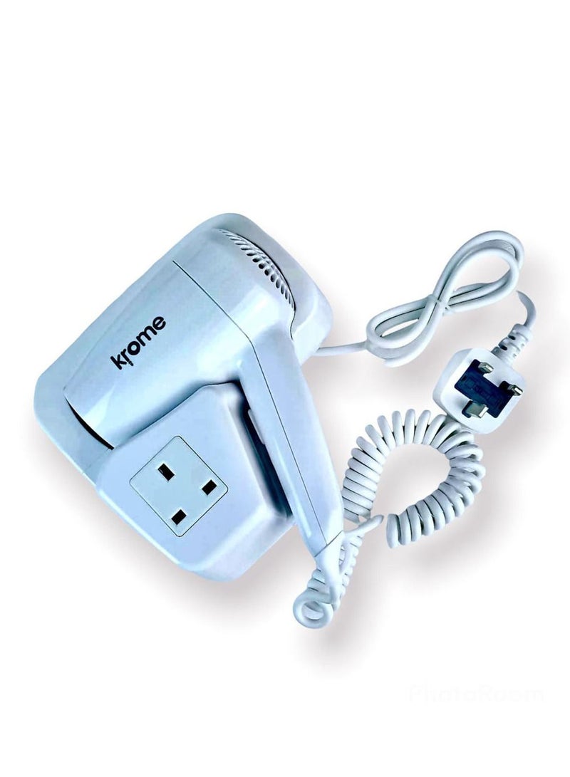 Krome Wall Mounted Hair Dryer Installable Hair Dryer Professional Hair Dryer Suitable for Hotel Bathroom Home and Travel - Image 5
