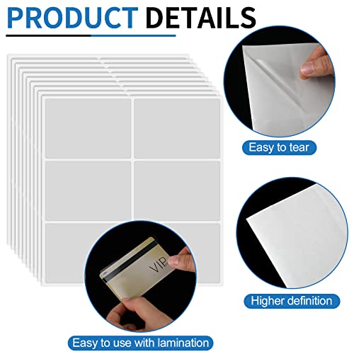 Seajan 100 Pieces Clear Card Overlay Transparent Self Stick PVC ID Card Labels Protective Overlay Transparent Covered with Plastic Film, 2.05 x 3.3 Inch - Image 3