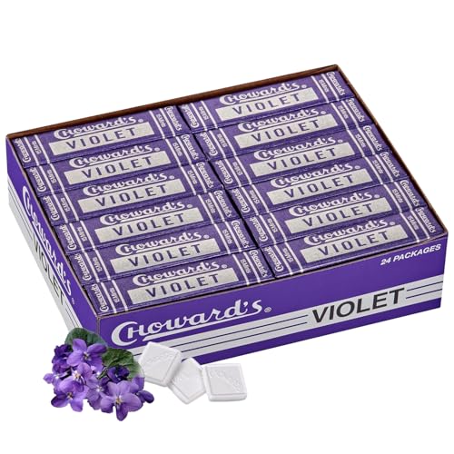 Choward's Chowards Violet Mints Candy  Bold Aromatic Flavor  Perfect for Snacks in Lunchboxes Travel Sharing and Gifting  Nostalgic Vintage Candy  Pack of 24 15 Mints Per Package 24 Packages Per Box - Image 1