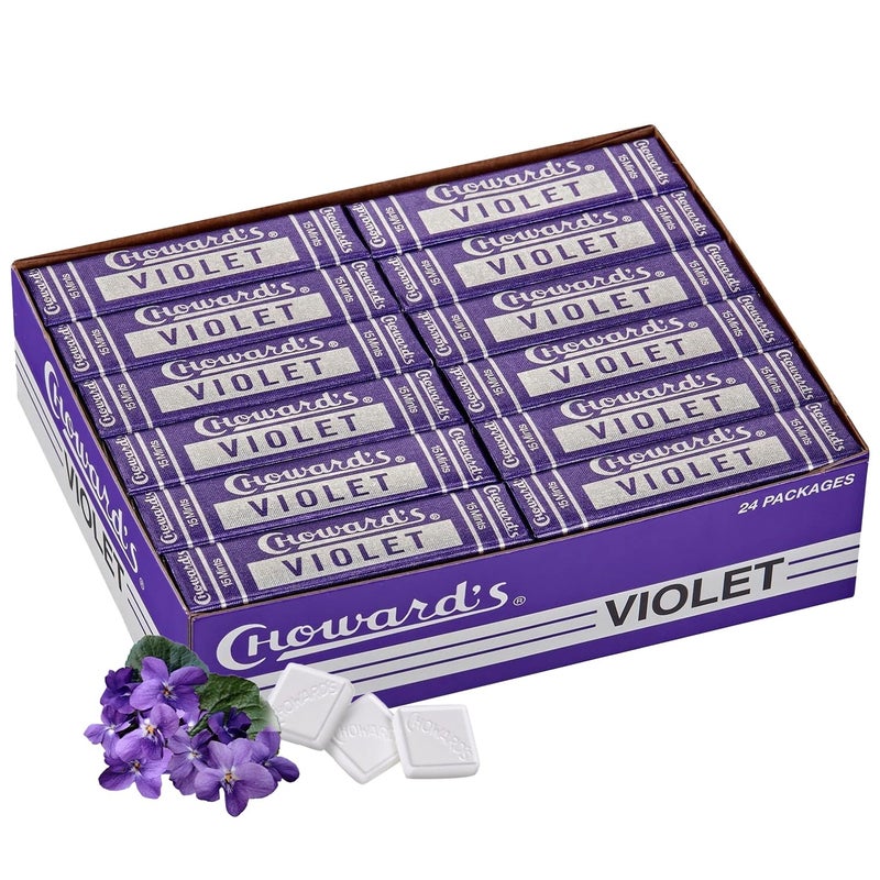 Choward's Chowards Violet Mints Candy  Bold Aromatic Flavor  Perfect for Snacks in Lunchboxes Travel Sharing and Gifting  Nostalgic Vintage Candy  Pack of 24 15 Mints Per Package 24 Packages Per Box - Image 3