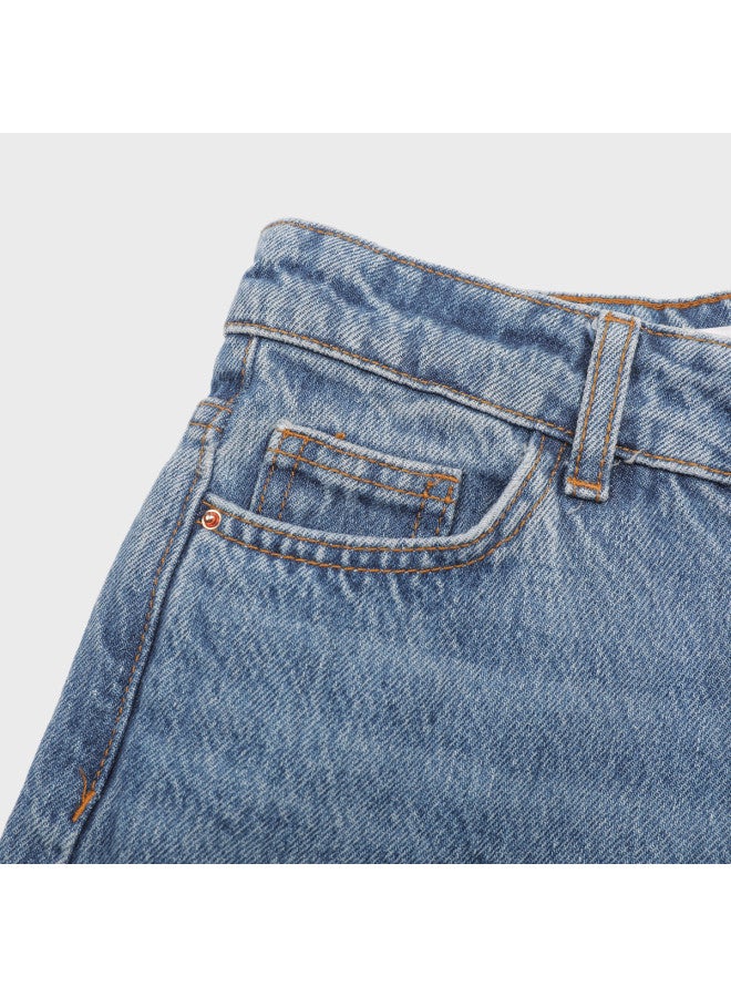 Zara women's Washed Distressed Classic & Versatile Raw-hem Cropped Denim Pants - Image 5