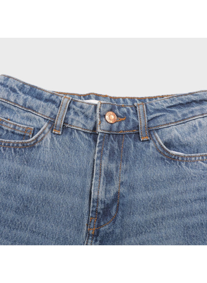 Zara women's Washed Distressed Classic & Versatile Raw-hem Cropped Denim Pants - Image 4