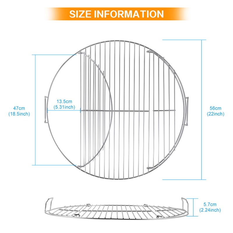 Coolbird Hinged Cooking Grate for 22 Inch Charcoal Grill, Iron Replacement Grill Grate with - Image 3