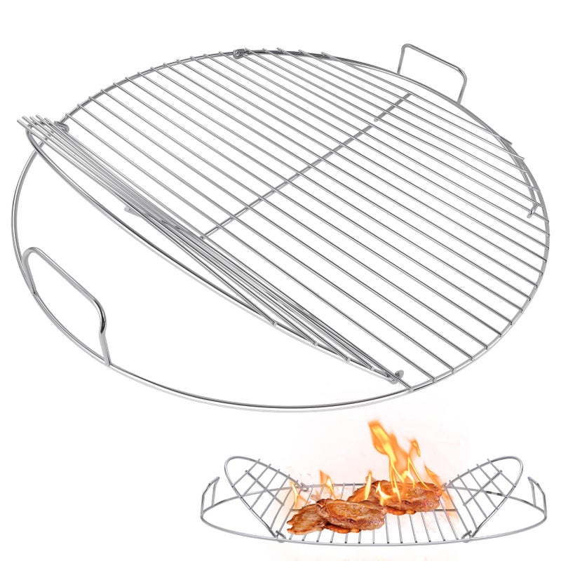 Coolbird Hinged Cooking Grate for 22 Inch Charcoal Grill, Iron Replacement Grill Grate with - Image 1