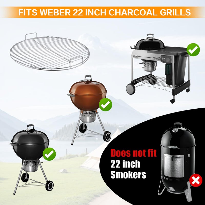 Coolbird Hinged Cooking Grate for 22 Inch Charcoal Grill, Iron Replacement Grill Grate with - Image 4