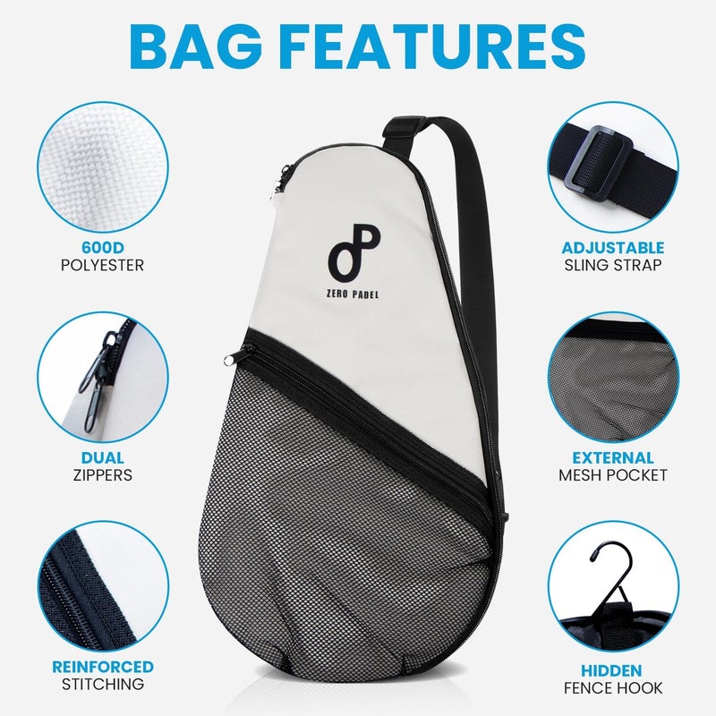 Zero Padel Racket Bag – Sling Backpack for 2 Padel Rackets, Balls & Accessories - Image 2