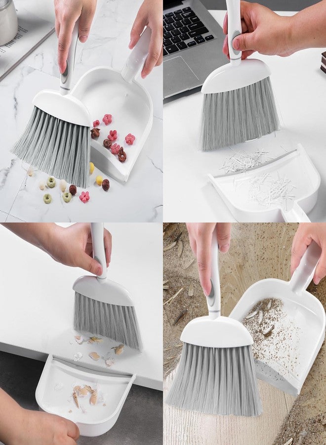 NACENA Small Dust Pan and Brush Set, Mini Broom and Dustpan Set Small Hand Broom and Brush Combo Dust Pan with Teeth for Home Cleaning Drawers Desktop Sofas Pet Care and Outdoor, White & Gray - Image 5