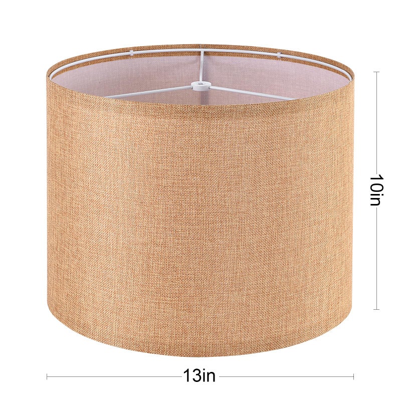 PIKOPIKO Brown Medium Drum Lamp Shades 13" Top x 13" Bottom x 10" High (Spider) Farmhouse Lampshades for Table Lamp & Bedside Lamp - DIY Shade-Handcrafted-Easy Assembly - Image 3