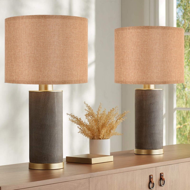PIKOPIKO Brown Medium Drum Lamp Shades 13" Top x 13" Bottom x 10" High (Spider) Farmhouse Lampshades for Table Lamp & Bedside Lamp - DIY Shade-Handcrafted-Easy Assembly - Image 5