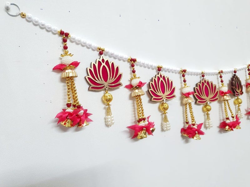 Agenzia Exim Agenzia Exim Handicraft Lotus and Beads Toran for Home Decor Door Toran for Home Hangings Decoration and Office Decoration  - Image 4