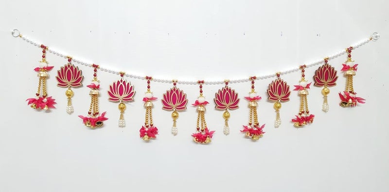 Agenzia Exim Agenzia Exim Handicraft Lotus and Beads Toran for Home Decor Door Toran for Home Hangings Decoration and Office Decoration  - Image 3