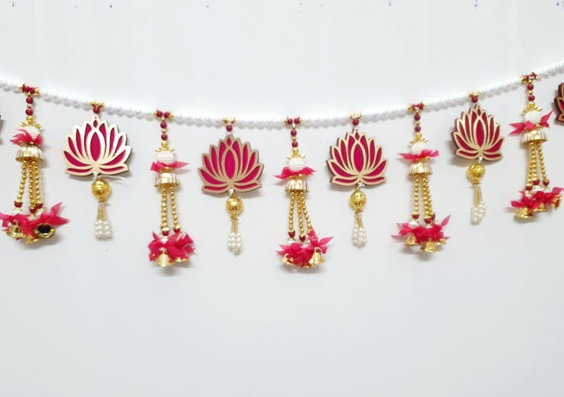 Agenzia Exim Agenzia Exim Handicraft Lotus and Beads Toran for Home Decor Door Toran for Home Hangings Decoration and Office Decoration  - Image 5