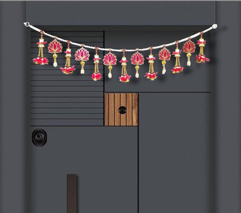 Agenzia Exim Agenzia Exim Handicraft Lotus and Beads Toran for Home Decor Door Toran for Home Hangings Decoration and Office Decoration  - Image 1