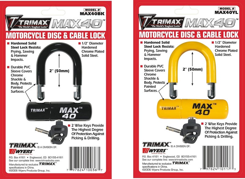 Trimax MAX40YL Motorcycle Disc U-Lock - Image 2