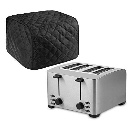 JIAKAI 4 slice Toaster Cover, Polyester Fabric Quilted Four Slice Toaster Appliance Dust-proof Cover For Kitchen Small Appliance Dust and Fingerprint Protection ( Black) - Image 5