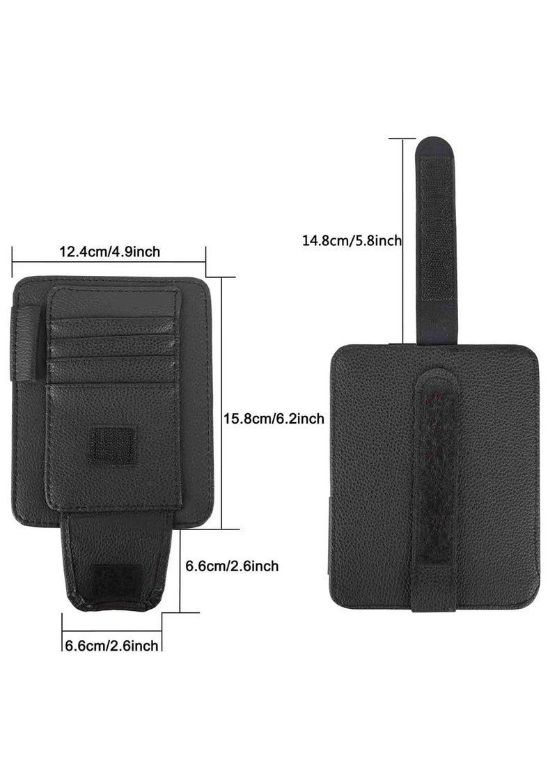 Loquat Leather Car Sun Visor Storage Glasses Organizer Bills Wallet Holder Card Clips Auto-Interior Visor Accessories (Black) - Image 5