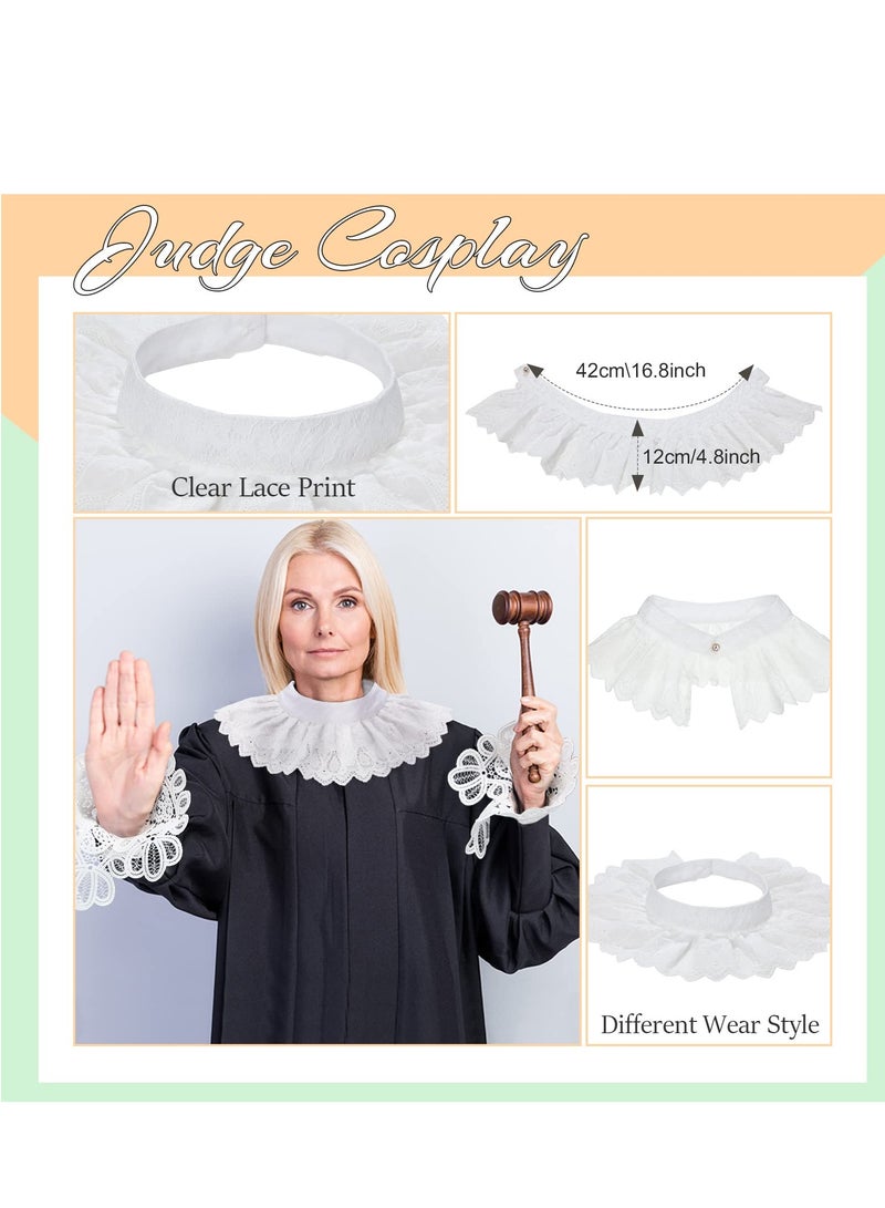 Zikra White Victorian Lace Jabot and Cuffs, Halloween Costume Colonial Cosplay Collar Fake Sleeves, Detachable and Comfortable, Ruffle Lace Collar and Faux Sleeve (3 Pieces) - Image 3