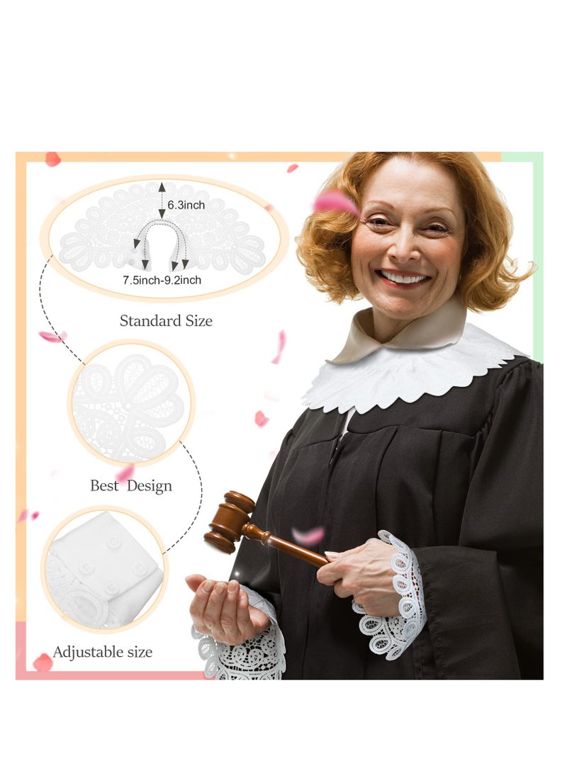 Zikra White Victorian Lace Jabot and Cuffs, Halloween Costume Colonial Cosplay Collar Fake Sleeves, Detachable and Comfortable, Ruffle Lace Collar and Faux Sleeve (3 Pieces) - Image 2