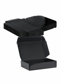 Y&D 20x14x4cm Black Shipping Boxes - 20 Pack Corrugated Cardboard Mailing Box Packaging for Small Business Tab Locking Literature Mailer Flat Empty Gift Packing Supplies  - Image 1