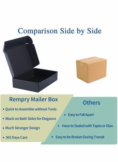 Y&D 20x14x4cm Black Shipping Boxes - 20 Pack Corrugated Cardboard Mailing Box Packaging for Small Business Tab Locking Literature Mailer Flat Empty Gift Packing Supplies  - Image 4