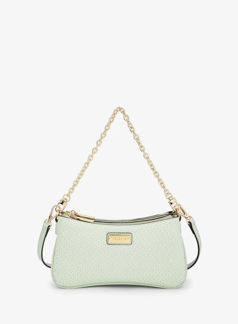 سيليست Monogram Print Crossbody Bag With Zip Closure