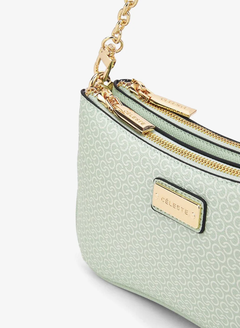 Celeste  Monogram Print Crossbody Bag With Zip Closure for Women | Best Price UAE