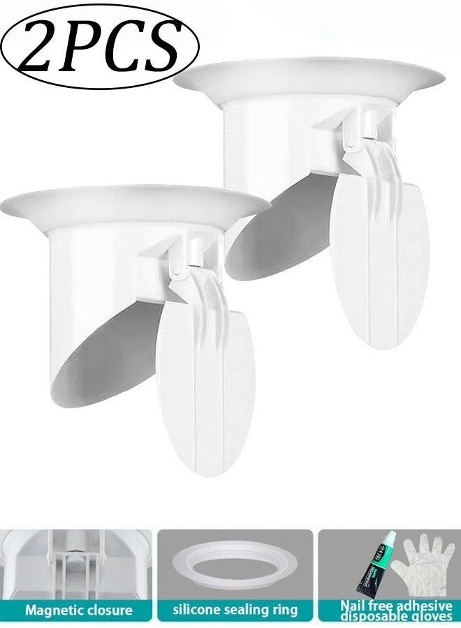 2 قطعة مغناطيسية من السيليكون لتصريف الأرضية مانع للرائحة الكريهة ومانع للارتجاع صمام أحادي الاتجاه سدادة تمنع تسرب غازات المجاري تناسب الأنابيب من 3.5 إلى 4.05 بوصة بعمق 2.99 بوصة للحمام والمطبخ وحوض الغسيل وشرفة التصريف وغرفة المرافق استبدال السدادة - Image 1