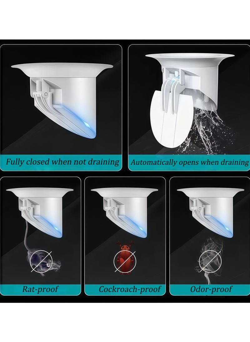 2 قطعة مغناطيسية من السيليكون لتصريف الأرضية مانع للرائحة الكريهة ومانع للارتجاع صمام أحادي الاتجاه سدادة تمنع تسرب غازات المجاري تناسب الأنابيب من 3.5 إلى 4.05 بوصة بعمق 2.99 بوصة للحمام والمطبخ وحوض الغسيل وشرفة التصريف وغرفة المرافق استبدال السدادة - Image 5