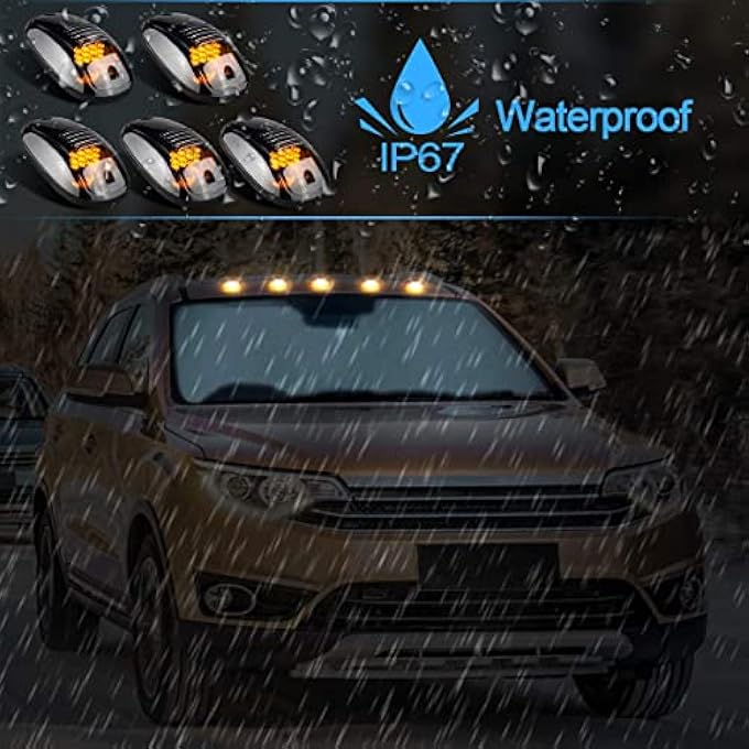 LIMICAR 5X Amber Cab Roof Marker Top Clearance Running 12Led Cab Lights Compatible W 0310 Dodge Ram 1500 2500 3500 4500 1116 Ram 1500 2500 3500 4500 5500 Pickup Trucks WStock Cab Marker Lights - Image 3