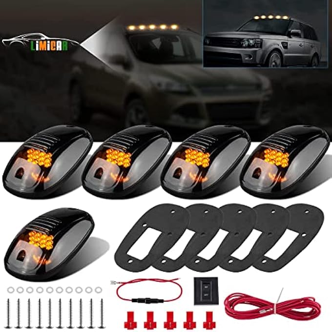 LIMICAR 5X Amber Cab Roof Marker Top Clearance Running 12Led Cab Lights Compatible W 0310 Dodge Ram 1500 2500 3500 4500 1116 Ram 1500 2500 3500 4500 5500 Pickup Trucks WStock Cab Marker Lights - Image 1
