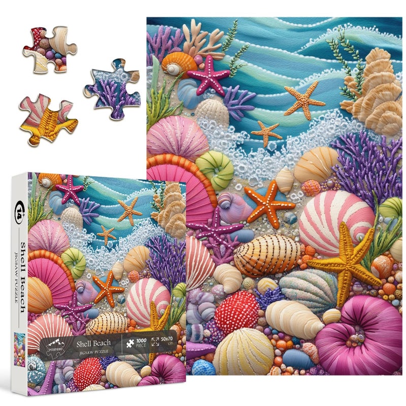 PICKFORU Beach Puzzles for Adults 1000 Pieces Colorful Seashells Puzzle Sea Coral StarfishImpossible Ocean Jigsaw Puzzles as Home Art - Image 3