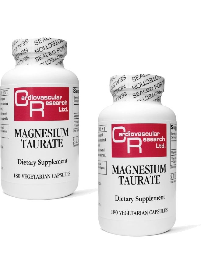 Cardiovascular Research Magnesium Taurate - 125 mg Elemental Magnesium - 180 Veggie Caps per Bottle - 2 Bottles (360 veg caps total) - Image 1