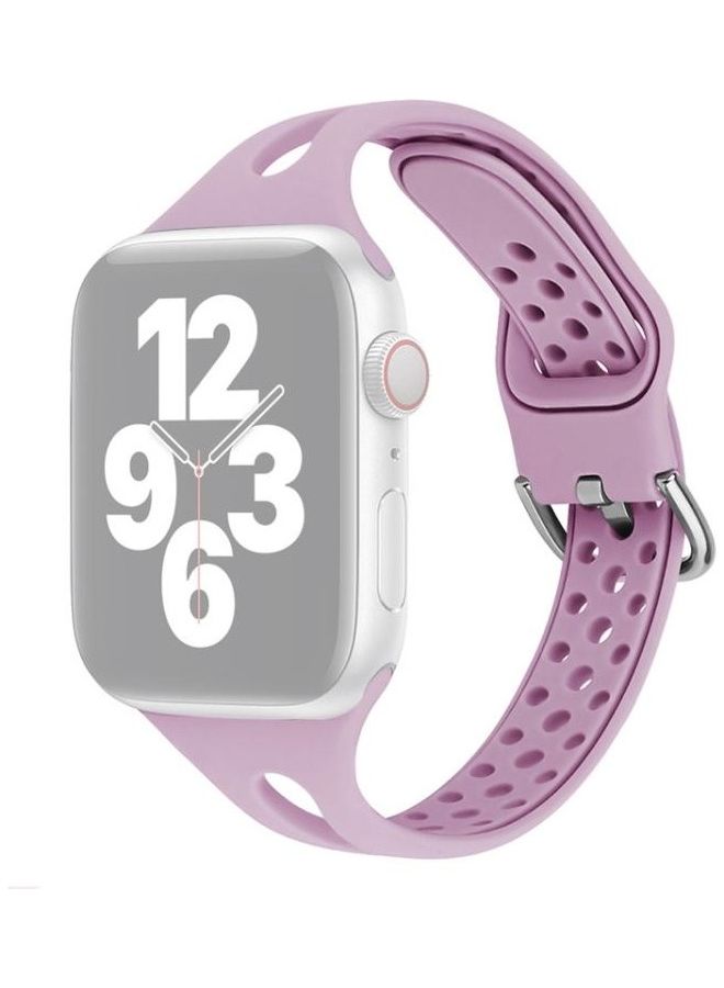 NIBEMINENT Silicone Replacement Watchbands For Apple Watch Series 7/6/SE/5/4/3/2/1 41/40/38mm Light Purple - Image 1