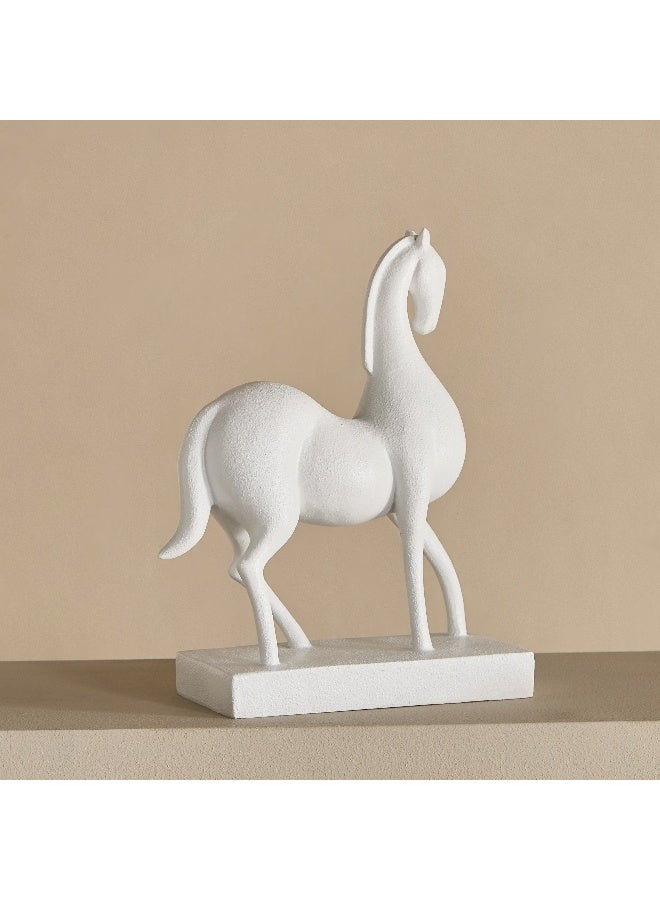 Home Box حصان زخرفي أبيض من بولي ريزين - Image 1