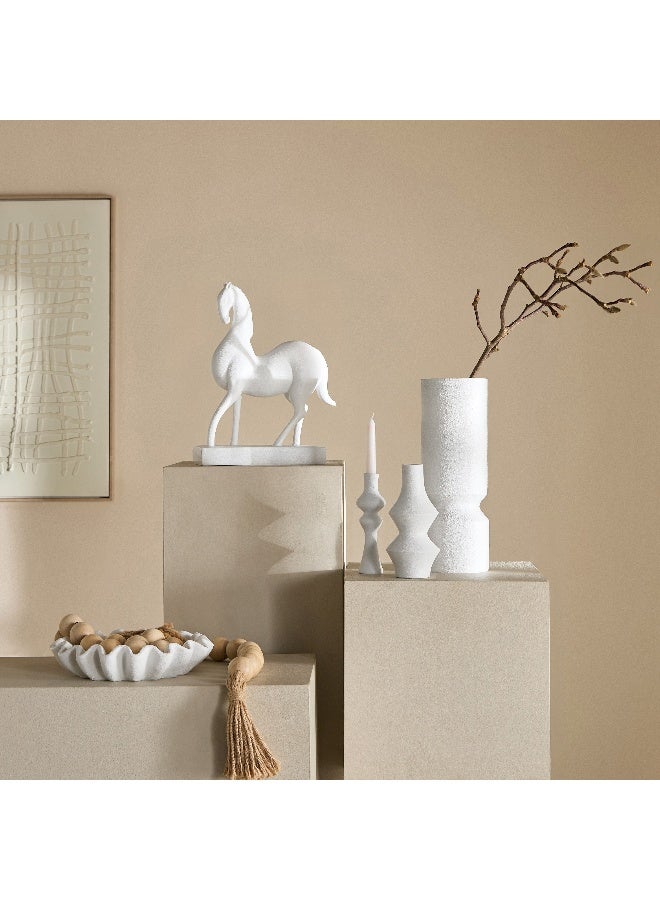 Home Box حصان زخرفي أبيض من بولي ريزين - Image 4