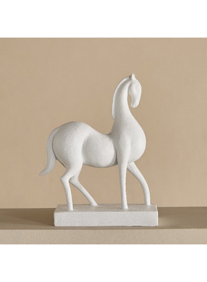 Home Box حصان زخرفي أبيض من بولي ريزين - Image 2