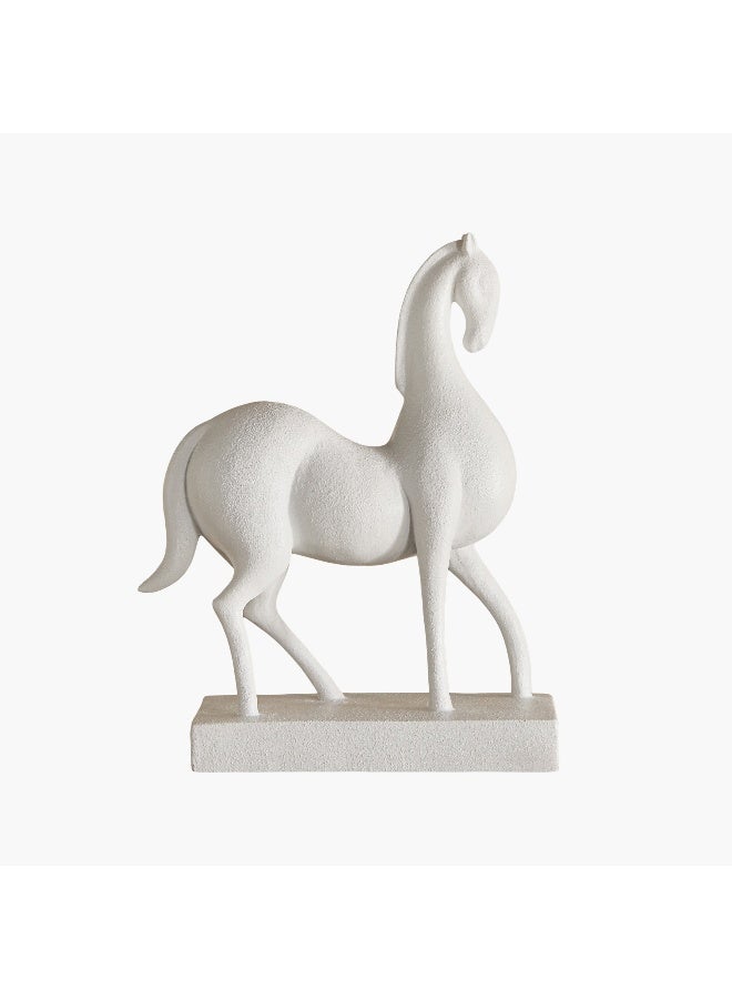 Home Box حصان زخرفي أبيض من بولي ريزين - Image 5