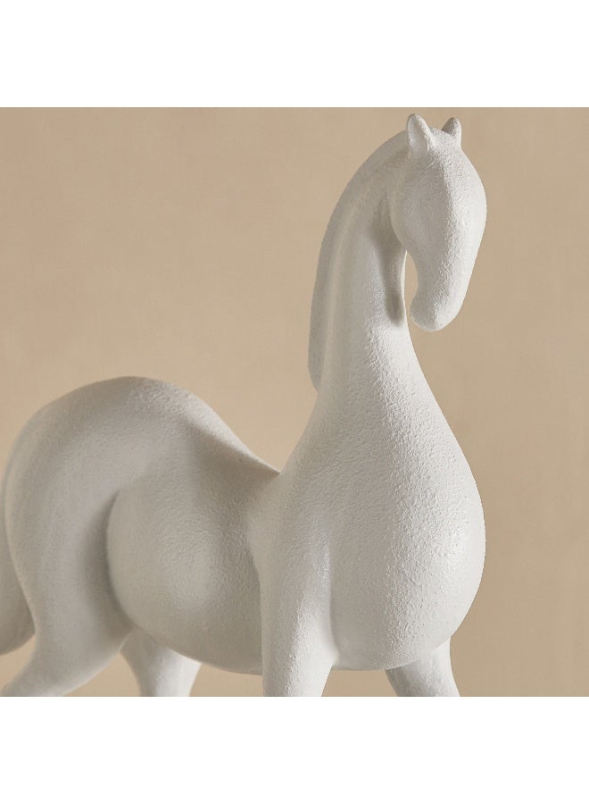 Home Box حصان زخرفي أبيض من بولي ريزين - Image 3