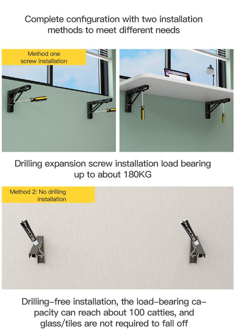 Sharpdo Multifunctional Wall Mounted Folding Computer Desk Kitchen Countertop Space Saver White 80*40cm - Image 4