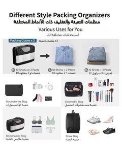 Anmi 11 PCS Travel Packing Cubes for Suitcases, Luggage Organizer Bags for Carry On, Travel Bags Organizer for Luggage, Must Have Travel Essentials for Women and Men (Black)  - Image 4