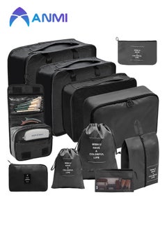 Anmi 11 PCS Travel Packing Cubes for Suitcases, Luggage Organizer Bags for Carry On, Travel Bags Organizer for Luggage, Must Have Travel Essentials for Women and Men (Black)  - Image 1