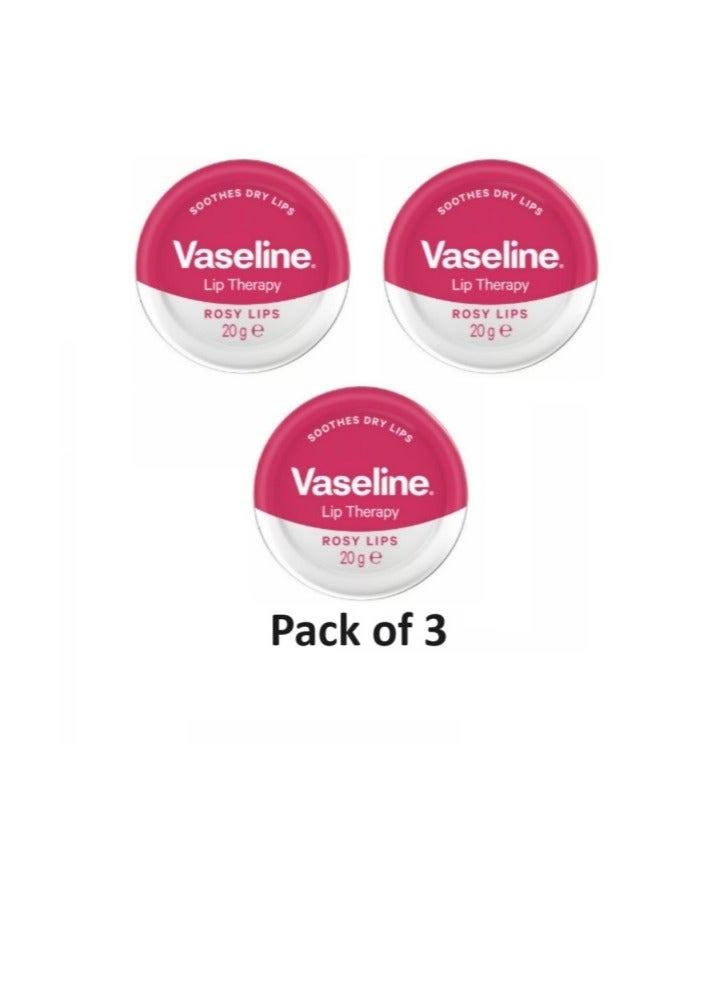 فازلين علاج الشفاه الوردية، يلطف الشفاه الجافة، (عبوة من 3 × 20 جرام)