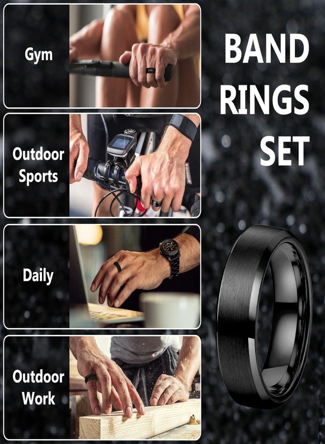 YADOCA Stainless Steel Rings for Mens Wedding Band Silver Black Fidget Ring Anxiety Relief Simple Engagement Promise Wedding Rings for Men and Women, Stainless Steel, Cubic Zirconia - Image 5