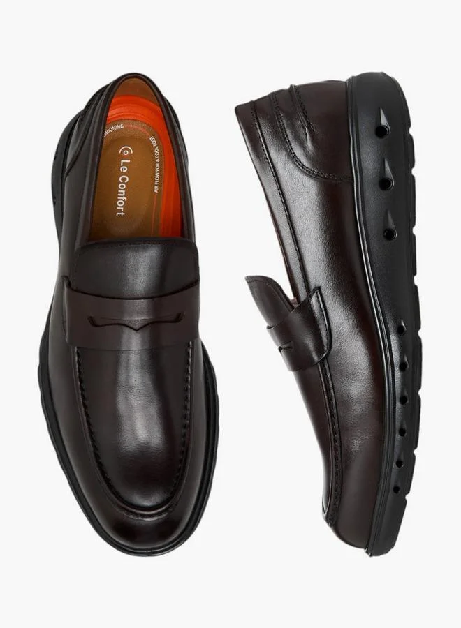 Le Confort Men Solid Slip-On Leather Loafers