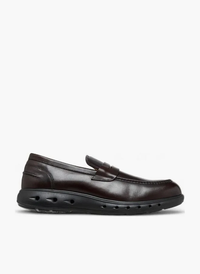 Men Solid Slip-On Leather Loafers
