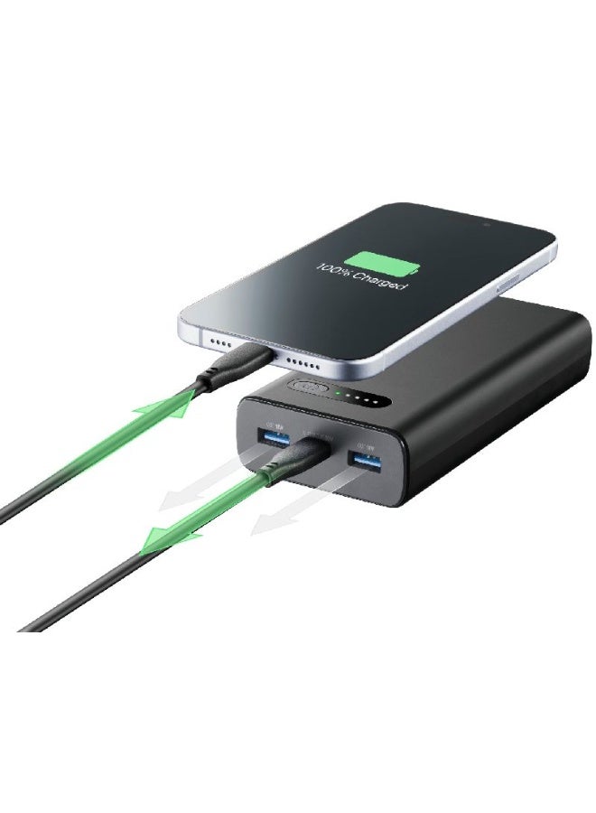 سيلولار لاين باور بانك Cellularline بسعة 20000mAh بقدرة 20 واط – شاحن محمول سريع، أسود - Image 2