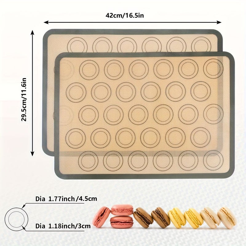 4 Nonstick Silicone Macaron Baking Mats Red Reusable Heat Resistant Oven Liners Multipurpose Cookie Baking Tray Dishwasher Safe 16.6x11.6 Inches - Image 2